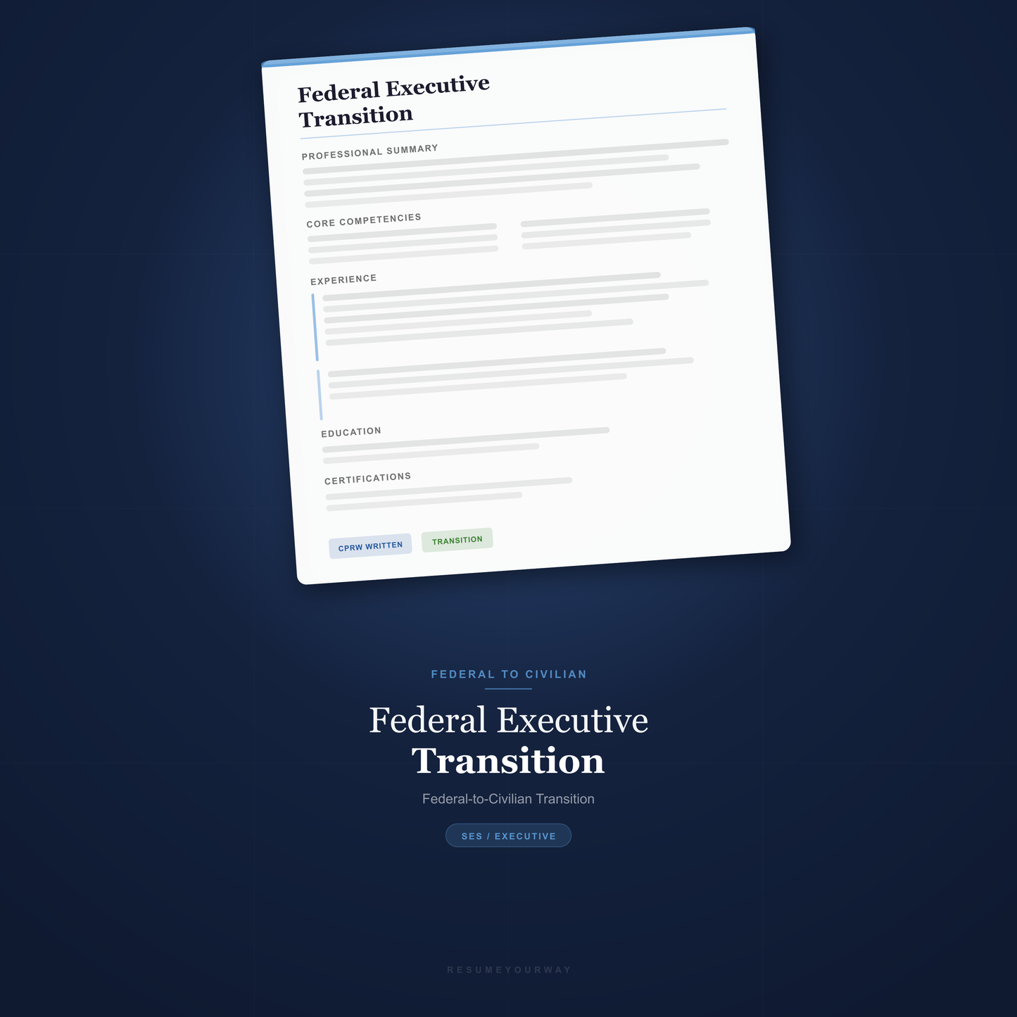 Federal Executive Transition Package | SES & Presidential Appointees - ResumeYourWay