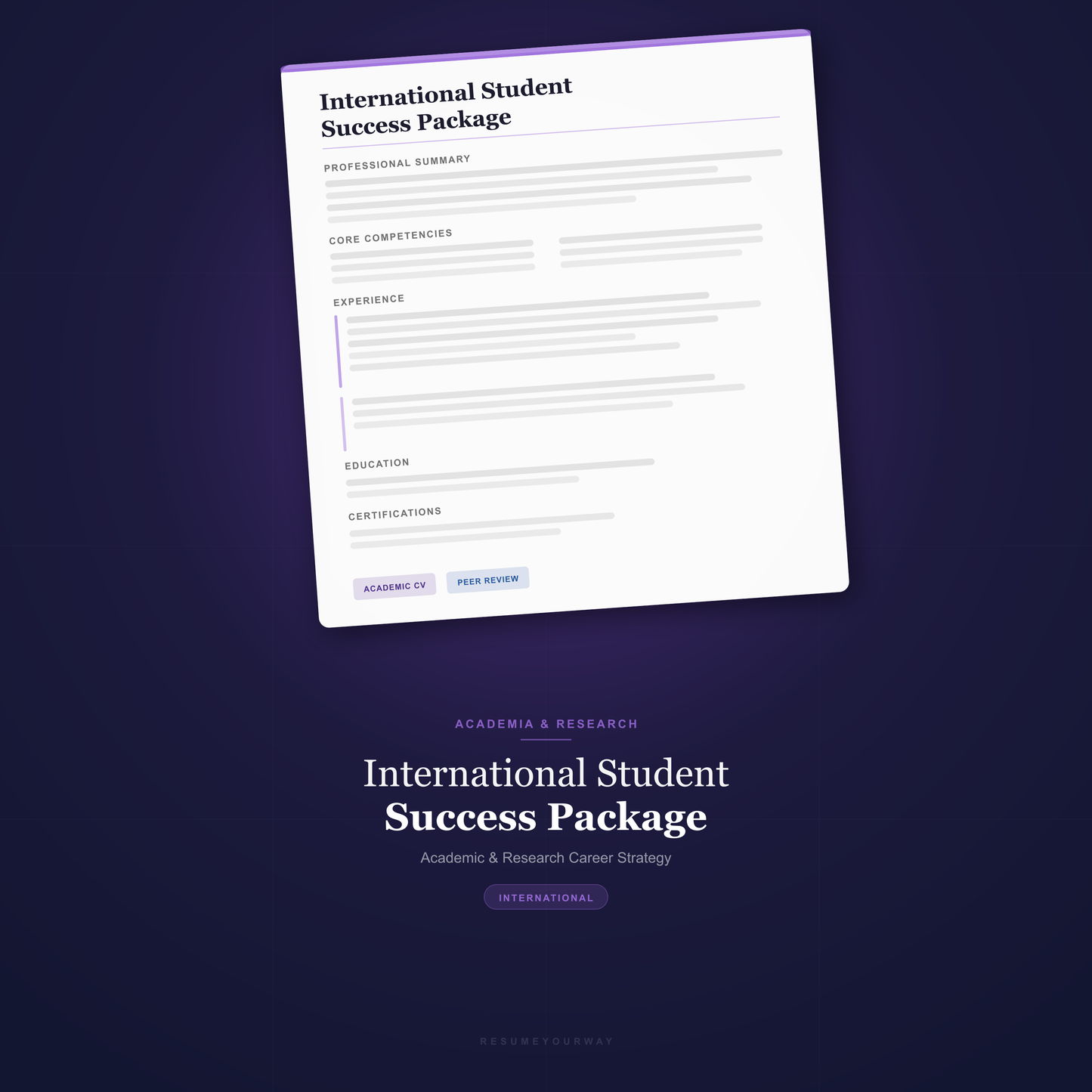 International Student Success Package - ResumeYourWay
