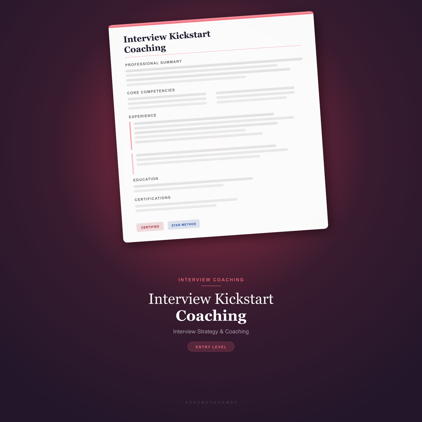 Interview kickstart coaching with foundational interview skills and confidence building by ResumeYourWay