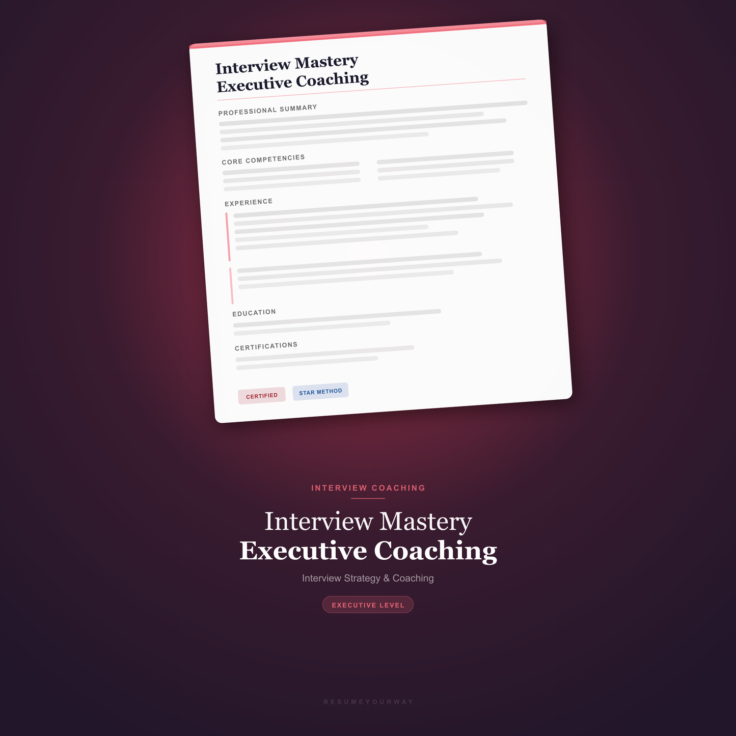 Interview mastery executive coaching with mock simulations and personal value proposition framework by ResumeYourWay