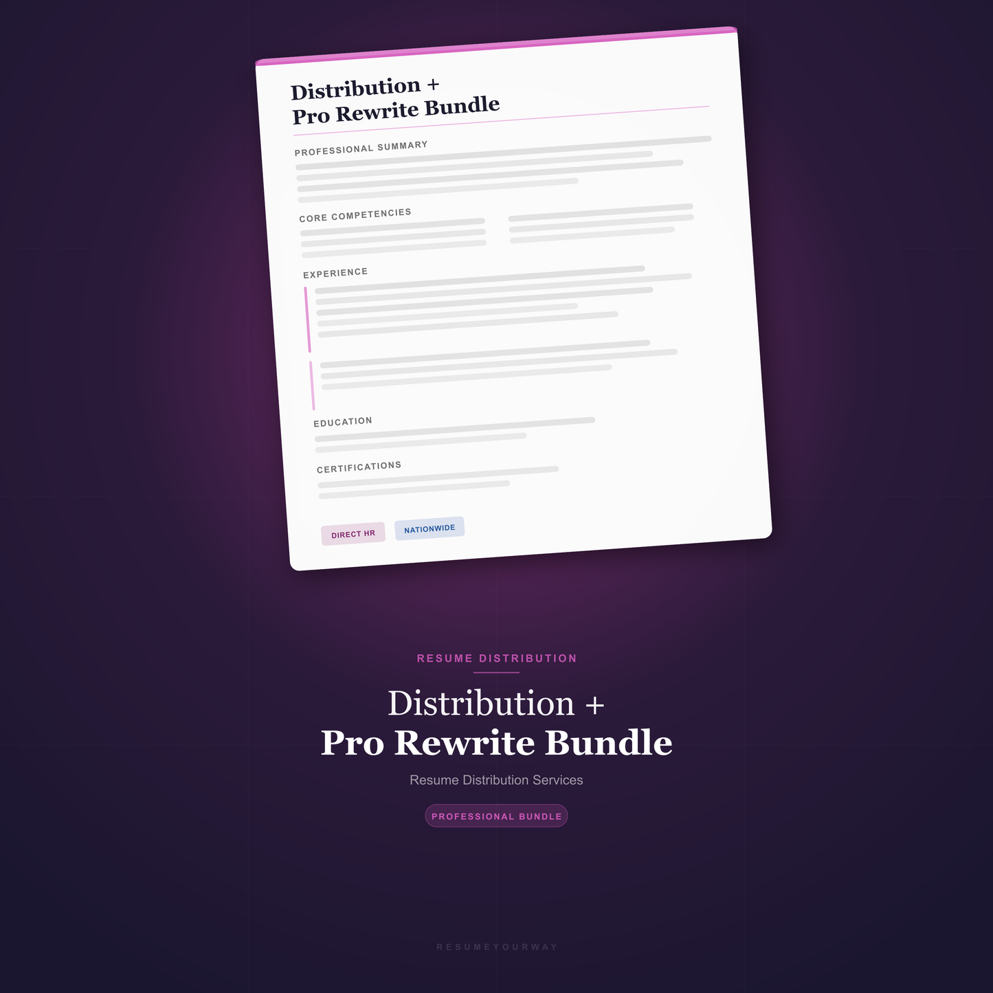 Resume distribution professional rewrite bundle with strategic distribution to recruiters and hiring managers by ResumeYourWay