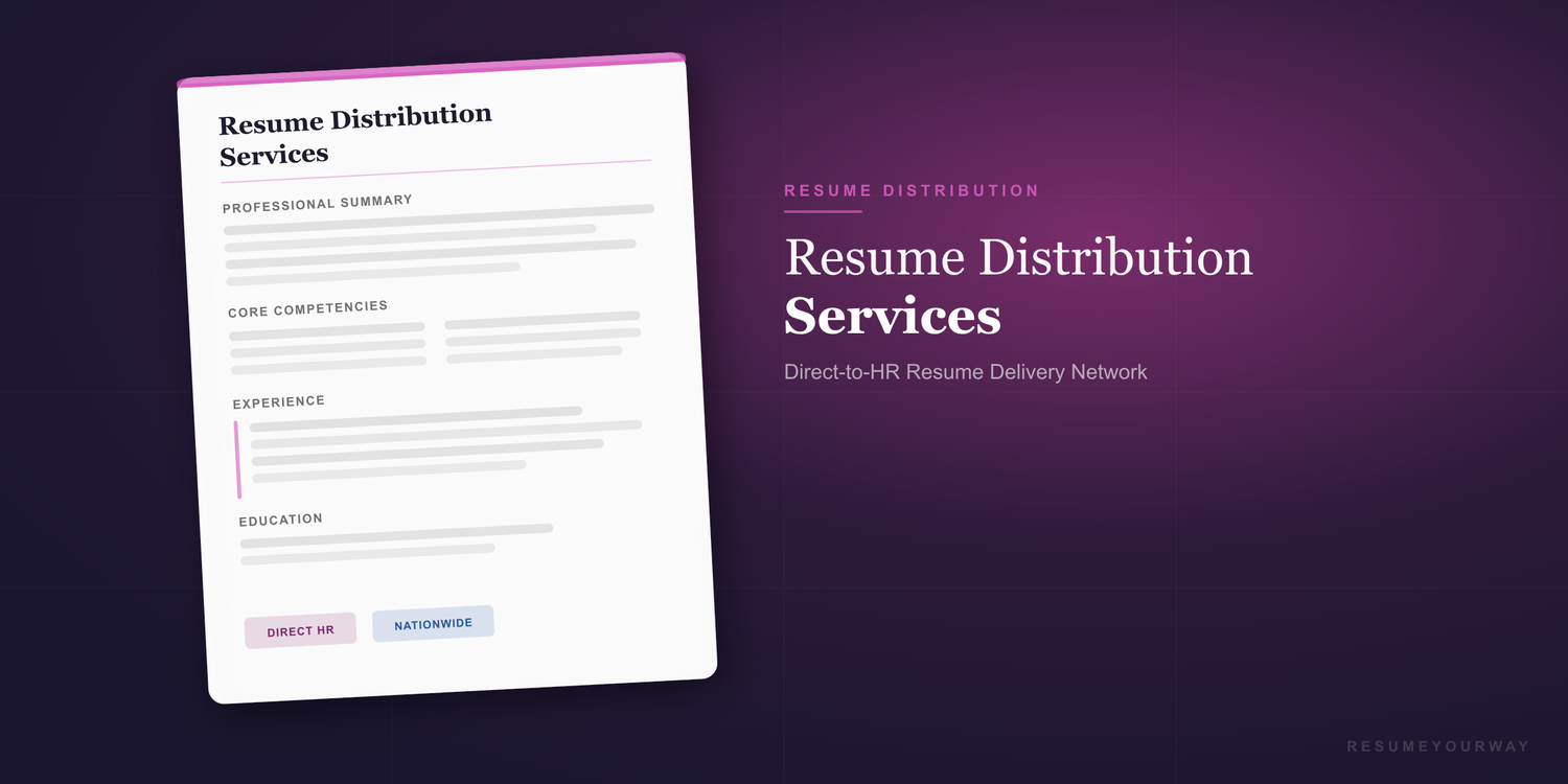Resume distribution services collection banner with targeted delivery to recruiters and hiring managers by ResumeYourWay