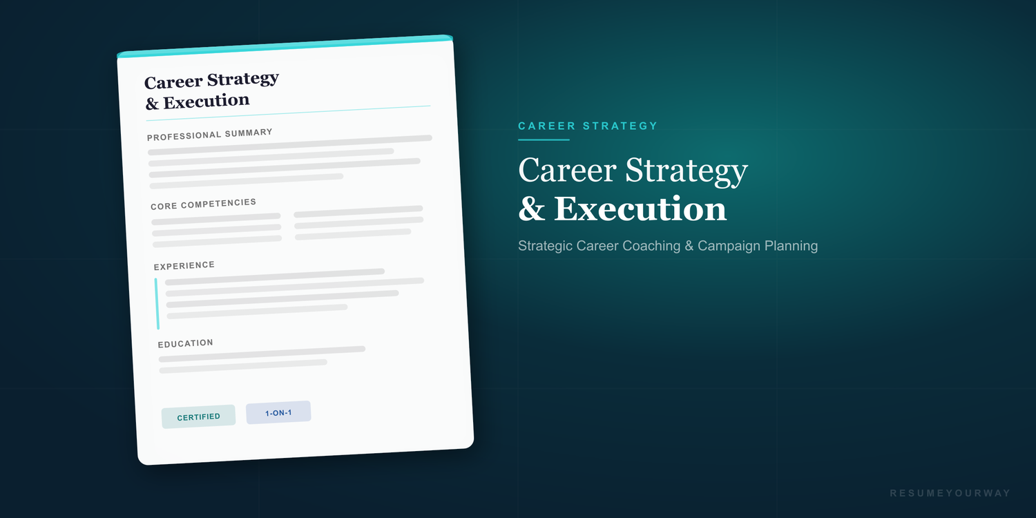 Career coaching and strategy collection banner with execution planning and career acceleration services by ResumeYourWay