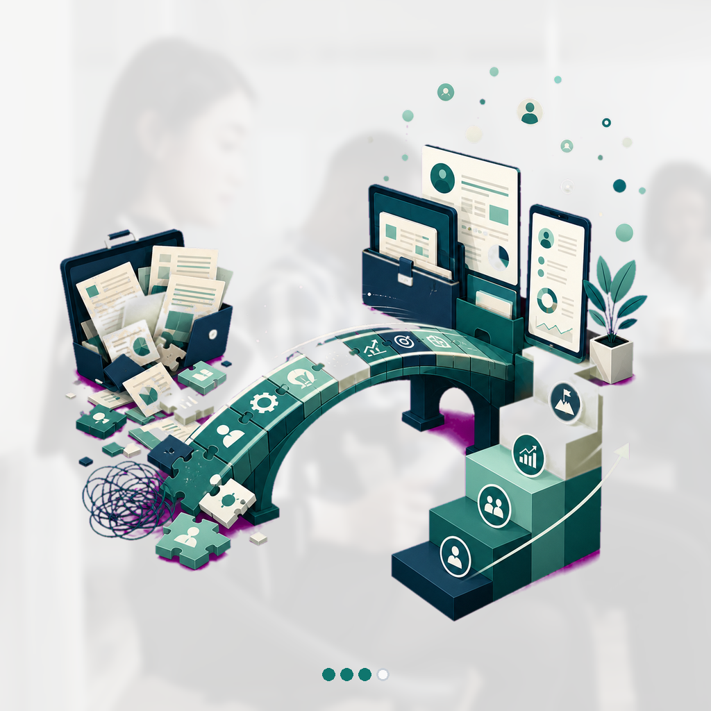 Before-and-after career architecture with a skill bridge, rebuilt portfolio, professional profile, network map, and rising role path.