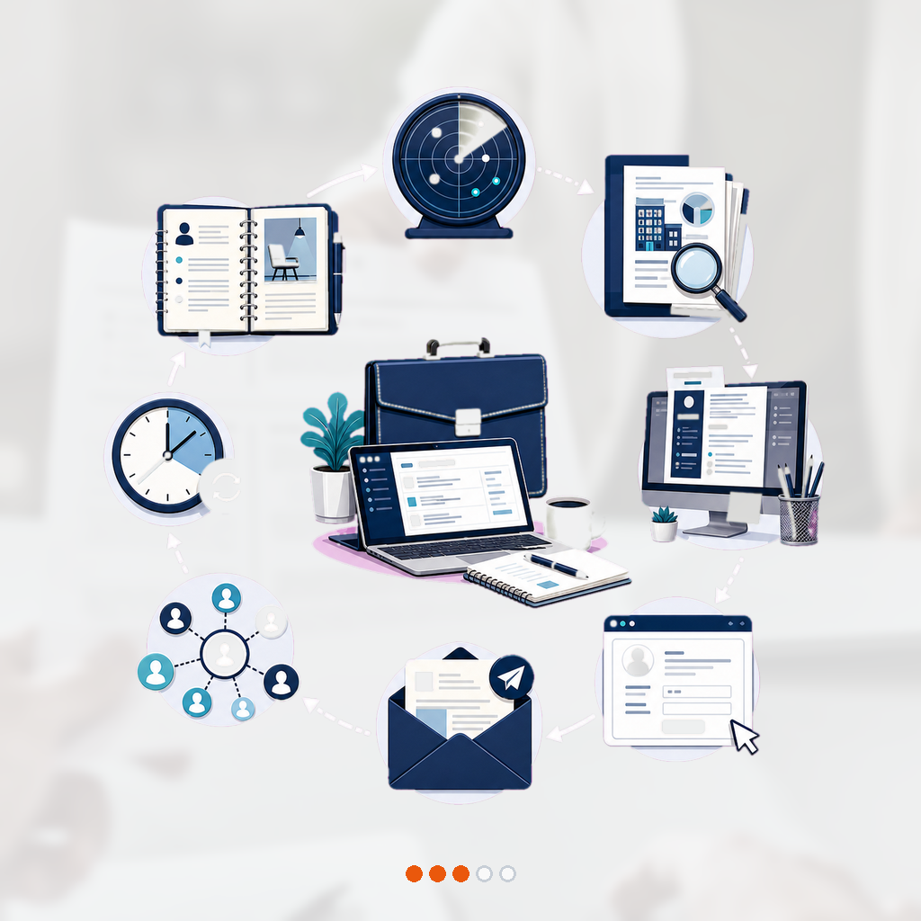Running campaign loop connects discovery, research, tailoring, direct outreach, recruiter engagement, follow-up, and interview preparation.