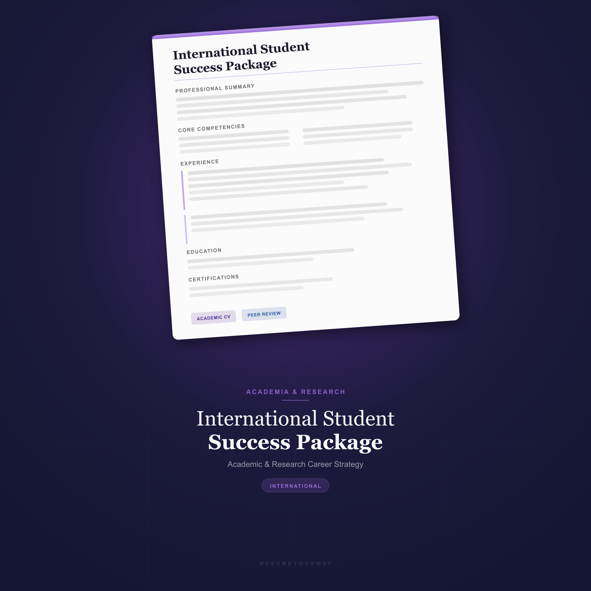 International student success package with visa-compliant resume and scholarship application support by ResumeYourWay